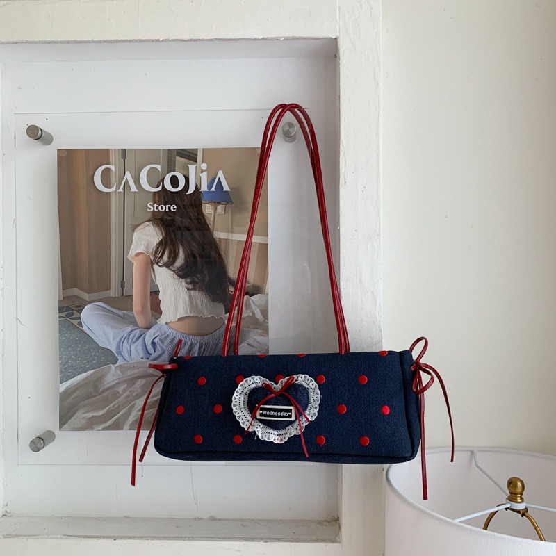 Túi Kẹp Nách Xinh Xắn Họa Tiết Phối Chấm Bi - tt250926