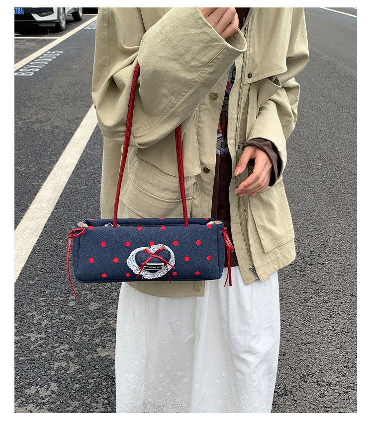Túi Kẹp Nách Xinh Xắn Họa Tiết Phối Chấm Bi - tt250926