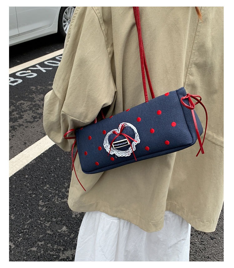 Túi Kẹp Nách Xinh Xắn Họa Tiết Phối Chấm Bi - tt250926