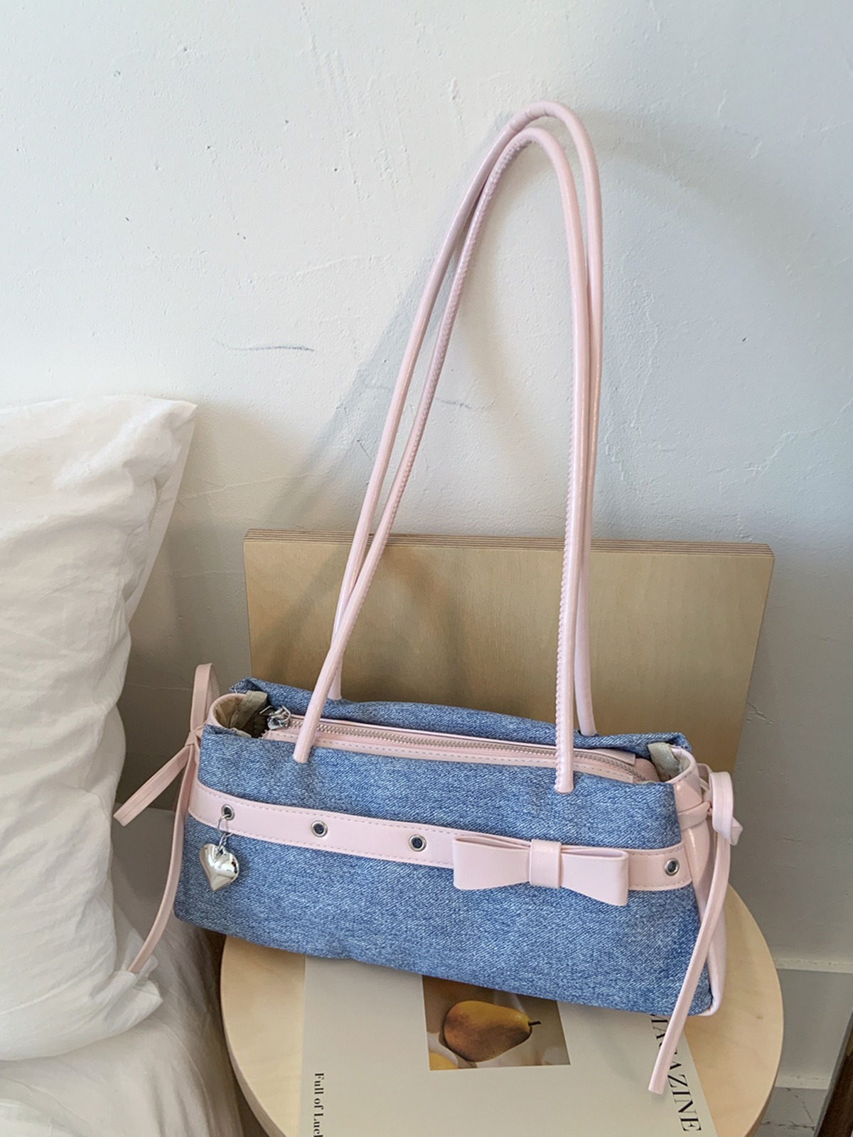 Túi Da Bò Phối Hồng Đeo Vai Đeo Chéo Hot - tt250819