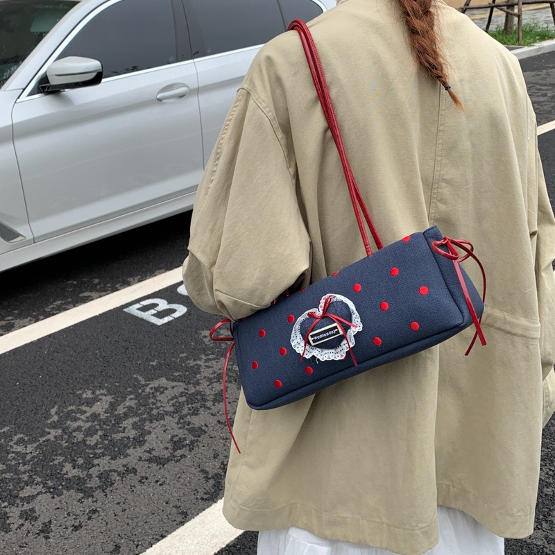 Túi Kẹp Nách Xinh Xắn Họa Tiết Phối Chấm Bi - tt250926