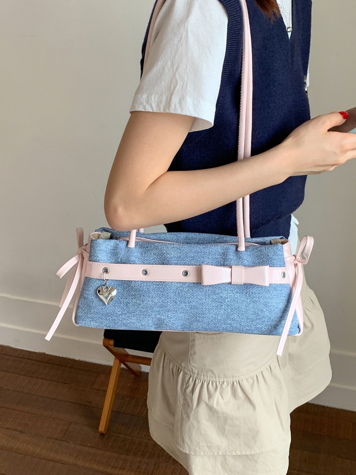 Túi Da Bò Phối Hồng Đeo Vai Đeo Chéo Hot - tt250819