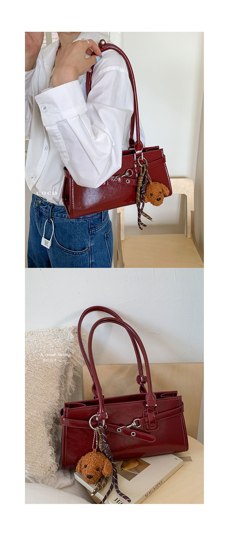 Túi Đeo Vai Kẹp Nách Kèm Charm Siêu Xinh - tt250853