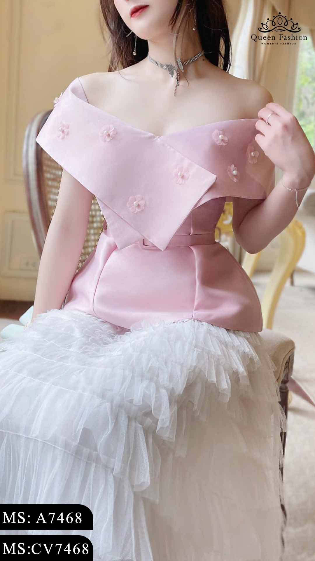Đầm Voan Chiffon Tay Phồng Xếp Ly Ngực Xinh Xắn
