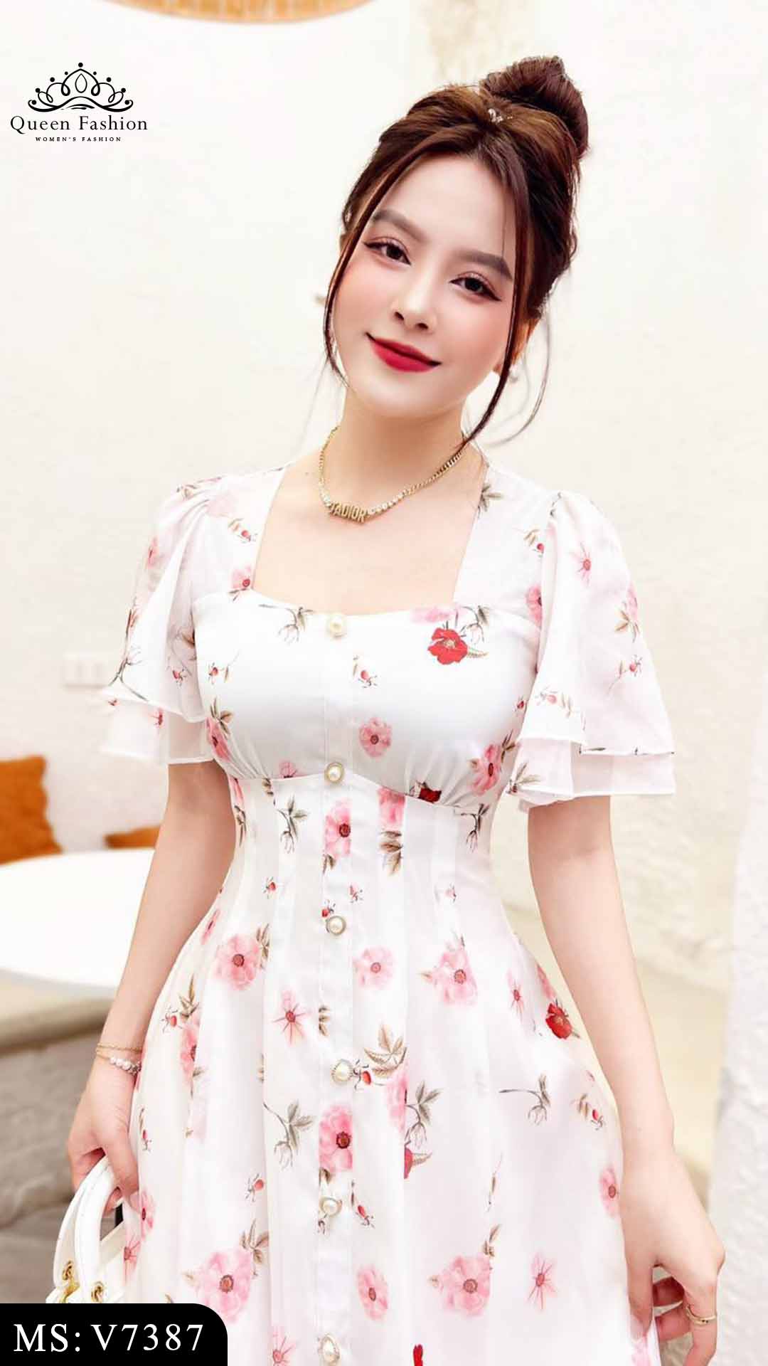 Váy Hoa voan Hàn 2 lớp nhẹ nhàng, dịu dàng cho nàng bánh bèo - future89.com