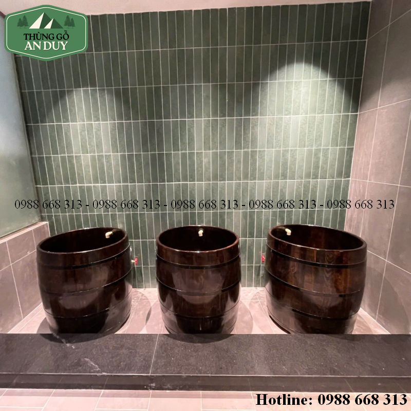 Bồn tắm gỗ thông nhập khẩu đai inox 304