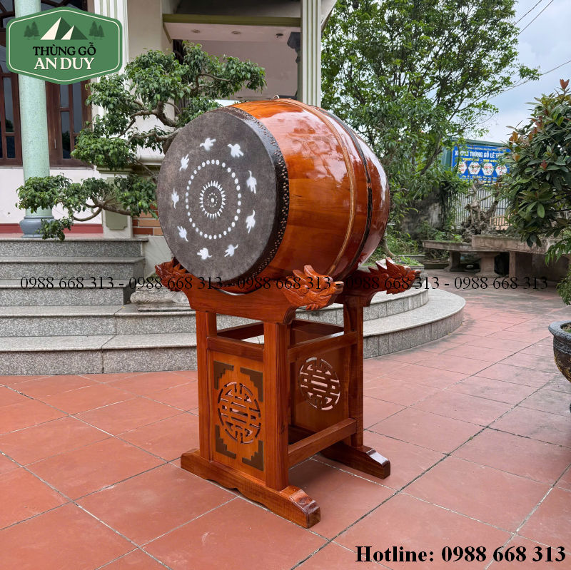 Cấu tạo trống gỗ mít da trâu đinh tre.