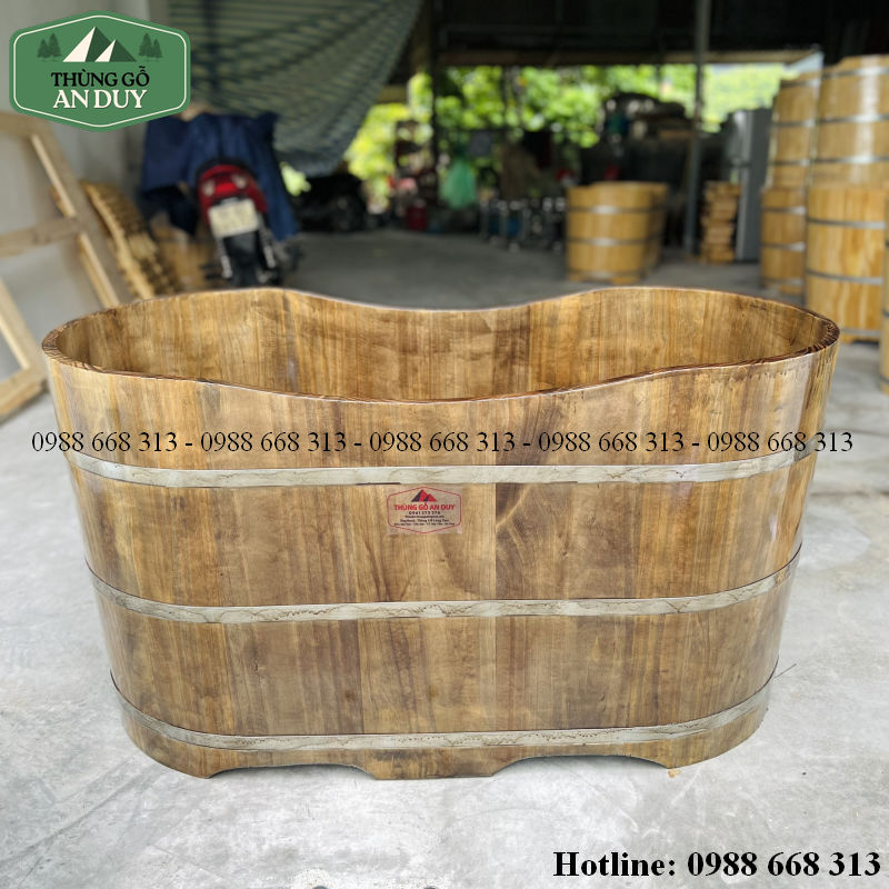 Xưởng sản xuất bồn tắm gỗ thông giả cổ dáng Oval An Duy