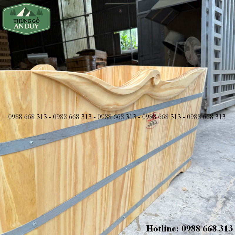 Miệng thùng tắm gỗ bo Viền Cánh Hạc