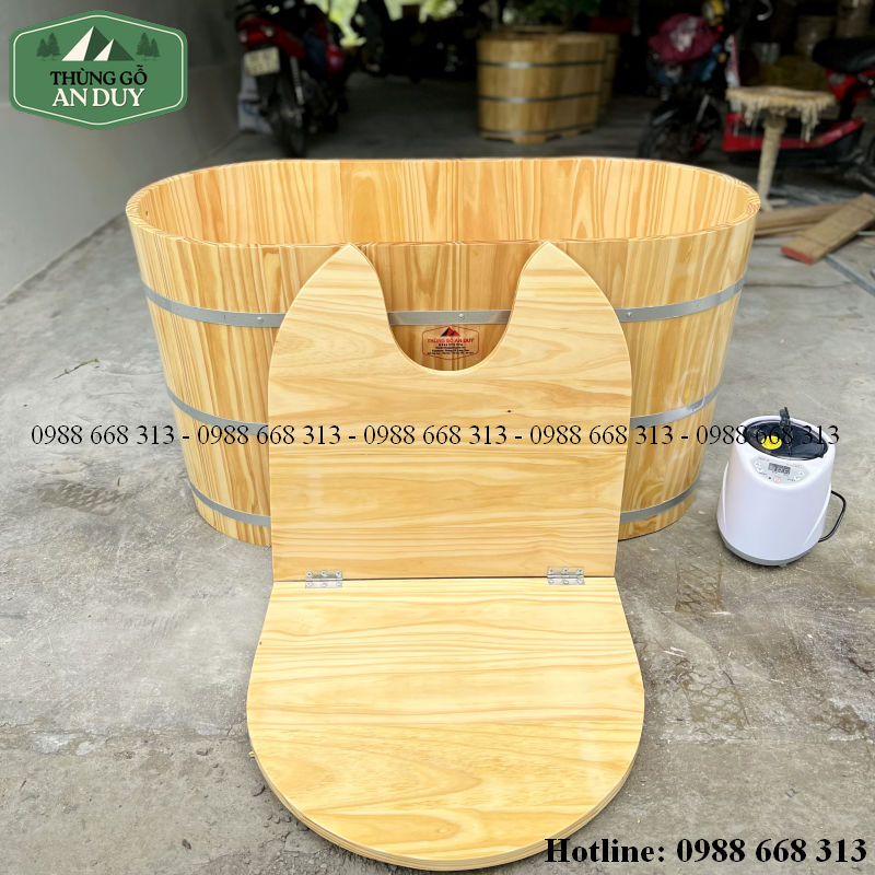Van xả nước Inox dưới đáy bồn tắm gỗ oval