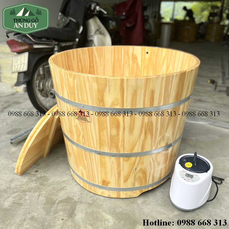 Bồn tắm gỗ thông xông hơi hoàn thiện tại xưởng An Duy