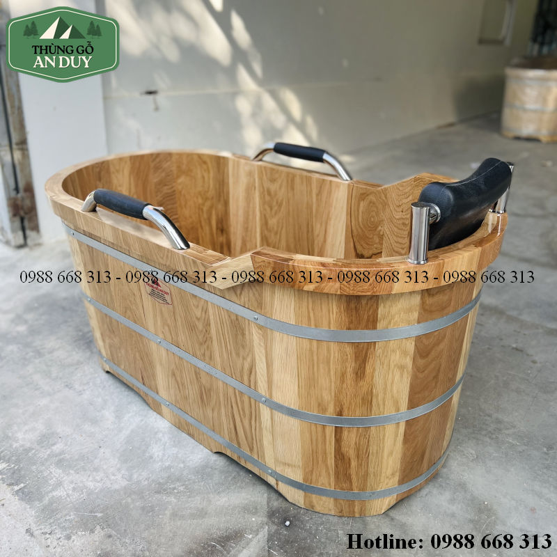 Bồn tắm gỗ dáng Oval sử dụng trong phòng tắm spa và gia đình
