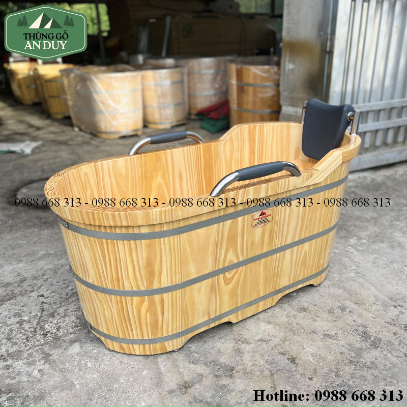 Bồn tắm gỗ bọc da dùng để ngâm thảo dược tại nhà