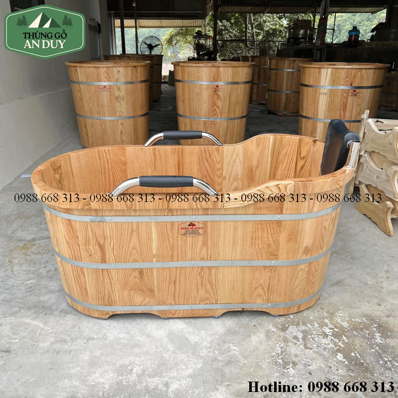 Kích thước bồn tắm gỗ ovan sồi theo yêu cầu