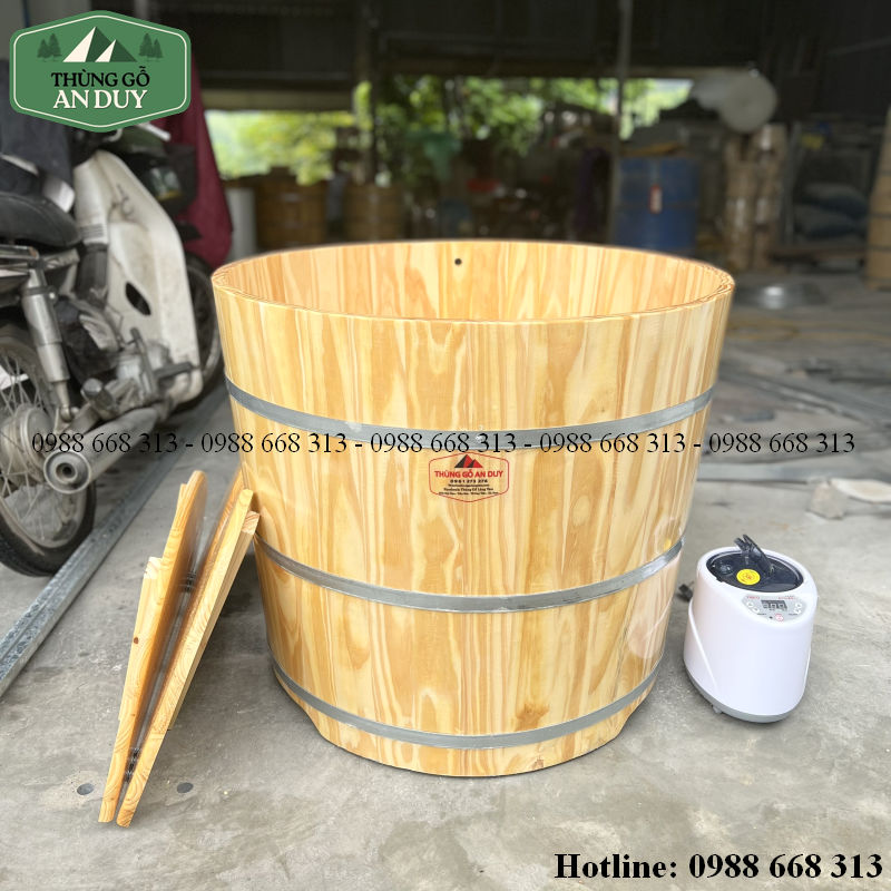 Van xả nước Inox dưới đáy bồn tắm xông hơi gỗ