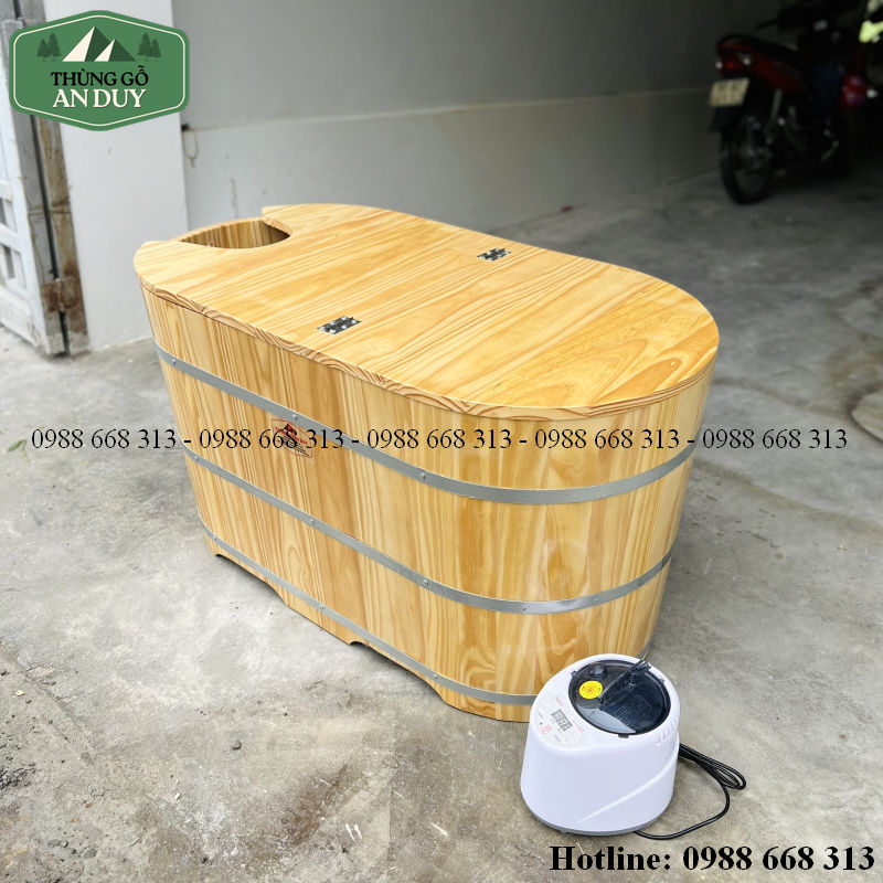 Nắp bồn tắm xông hơi gỗ dáng oval có thể mở linh hoạt