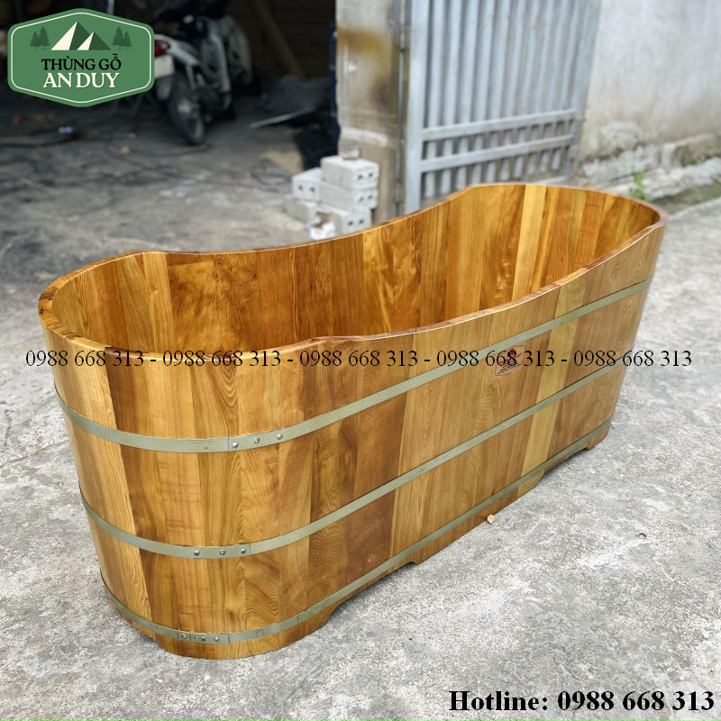Vân gỗ tự nhiên trên bồn tắm Pơmu 2 người