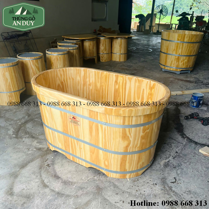 Kích thước bồn tắm gỗ mini 100x60x60 cm