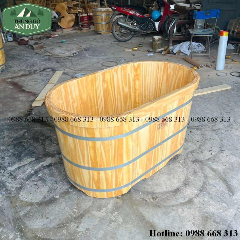 Cấu tạo bồn tắm gỗ mini bằng gỗ thông ghép thanh