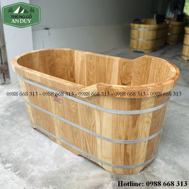 Bồn tắm gỗ cao cấp dáng Oval sử dụng trong phòng tắm spa