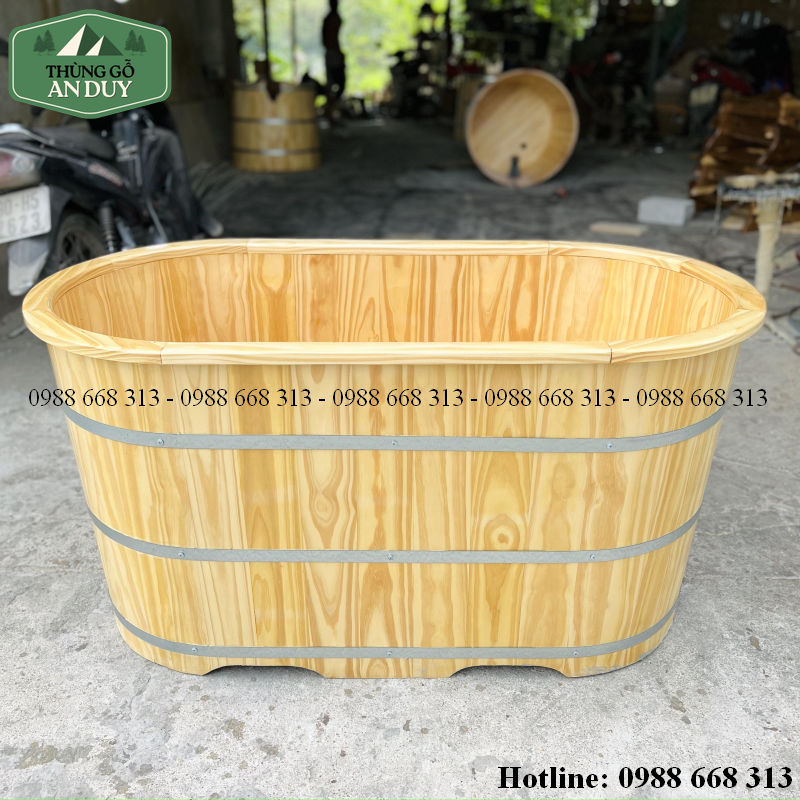 Thân Bồn Tắm Gỗ Thông Bo Viền Dáng Oval tại xưởng
