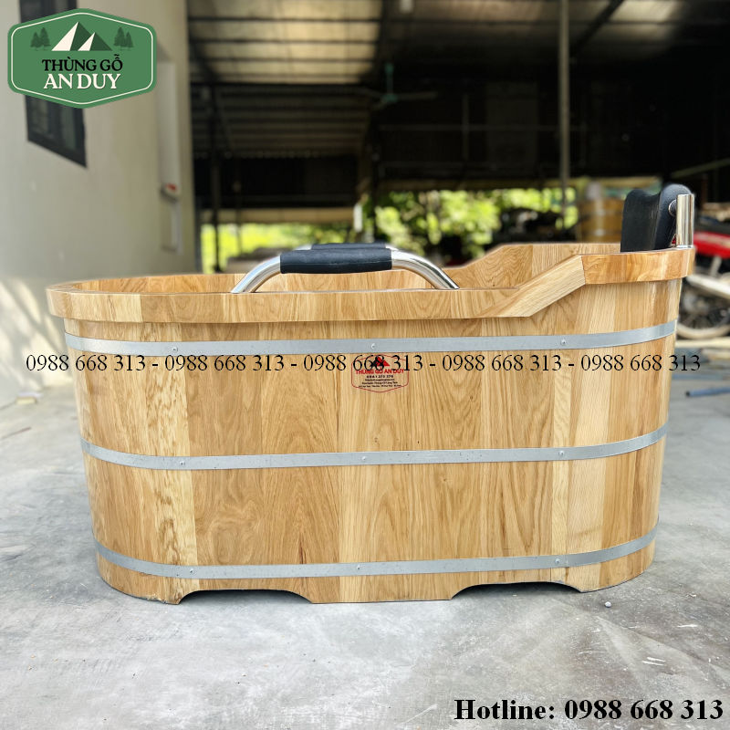 Bồn tắm gỗ giá rẻ dáng Oval bằng gỗ tự nhiên tại xưởng An Duy