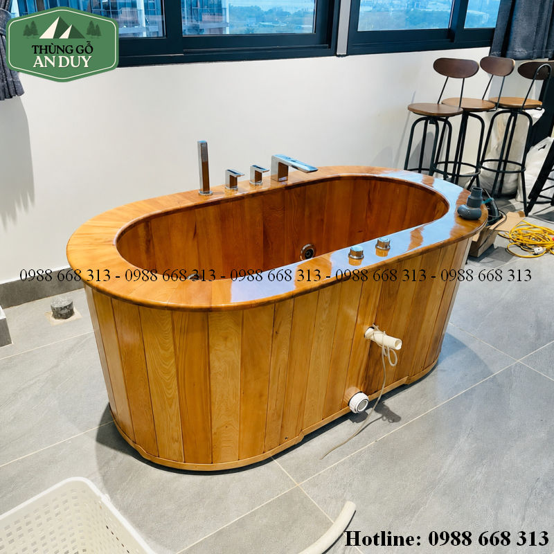 Hình Ảnh Thực Tế Bồn Tắm Sục Bằng Gỗ Pơ Mu