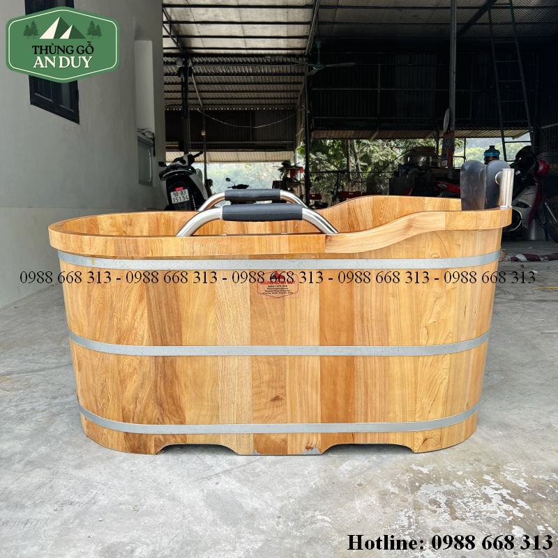 Bồn tắm gỗ Pơ Mu cao cấp bọc da dáng nằm