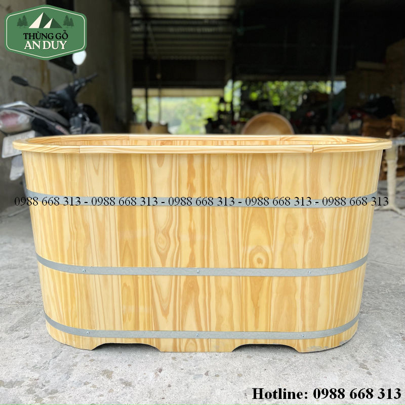 Bồn Tắm Gỗ Thông Bo Viền Dáng Oval