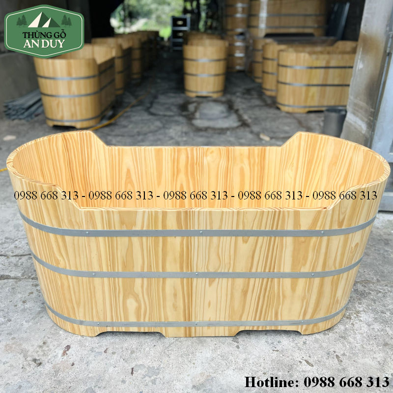 Bồn Tắm Gỗ Thông Cắt Giữa Cho Gia Đình Và Spa