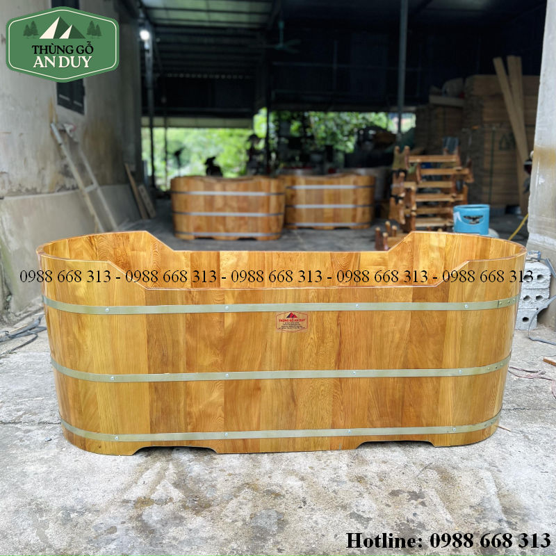 Bồn Tắm Gỗ Pơmu 2 Người Cắt Võng hoàn thiện thực tế