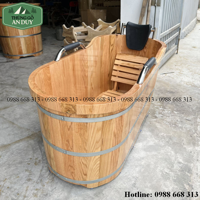 Mộng âm dương bồn tắm gỗ ovan sồi