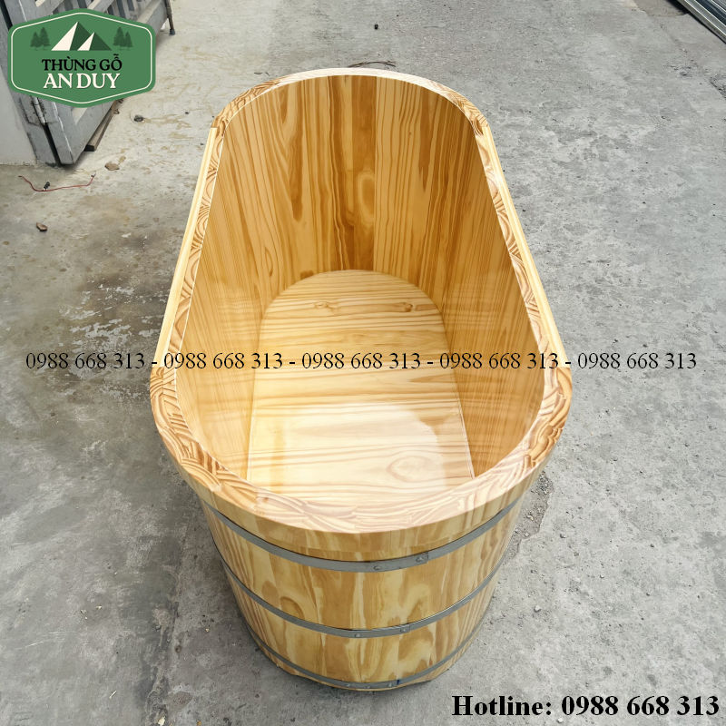 Miệng bồn tắm gỗ Thông bo viền.