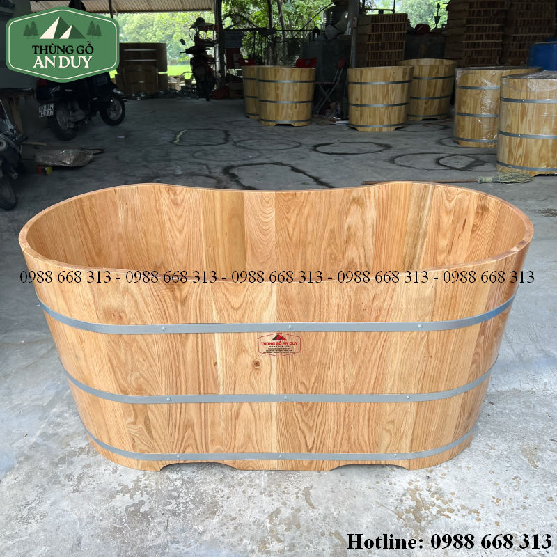 Van thoát nước và đáy bồn tắm gỗ sồi dáng Oval