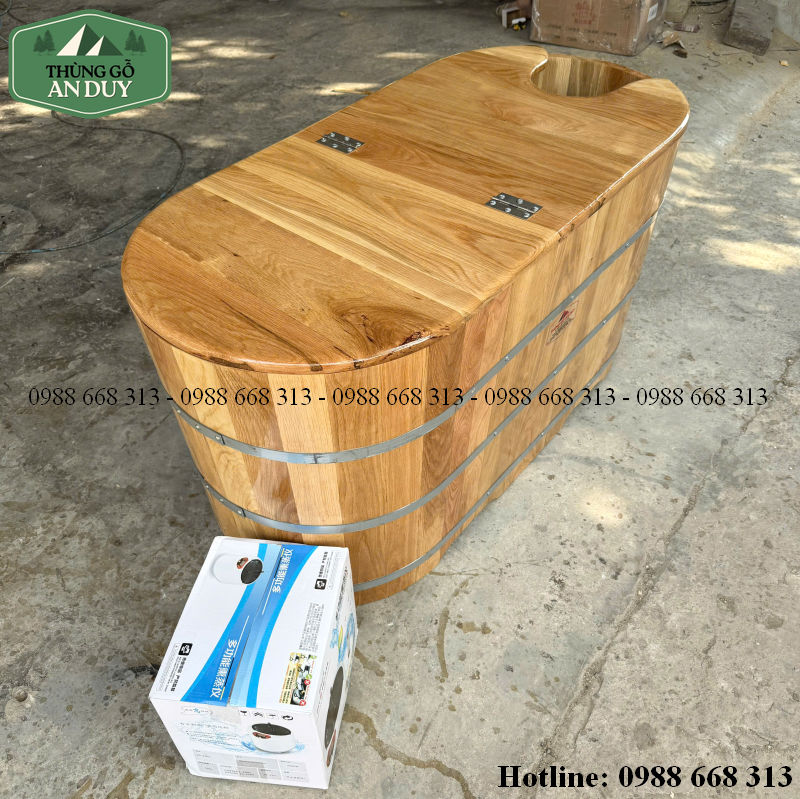 Bồn tắm xông hơi gỗ sồi sử dụng tại spa