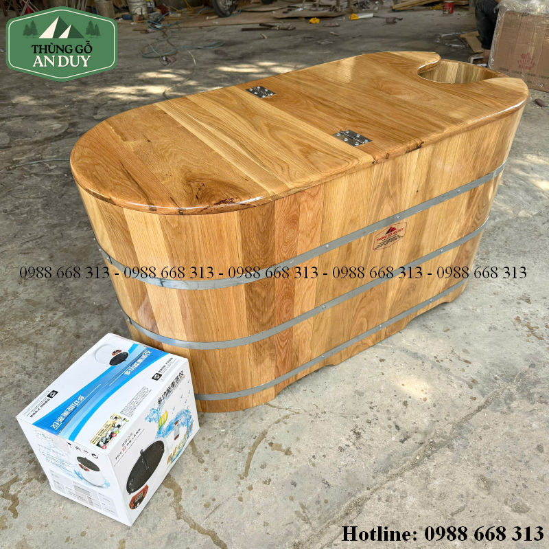 Nắp bồn tắm xông hơi gỗ sồi có thể tháo rời