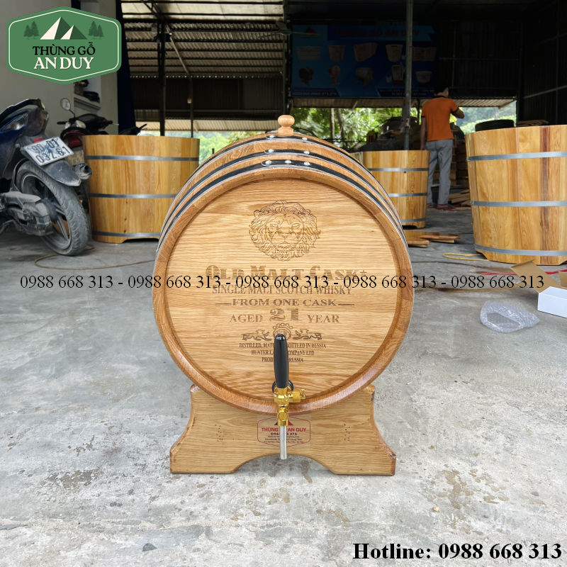Thùng gỗ sồi ngâm rượu 100L tại xưởng An Duy