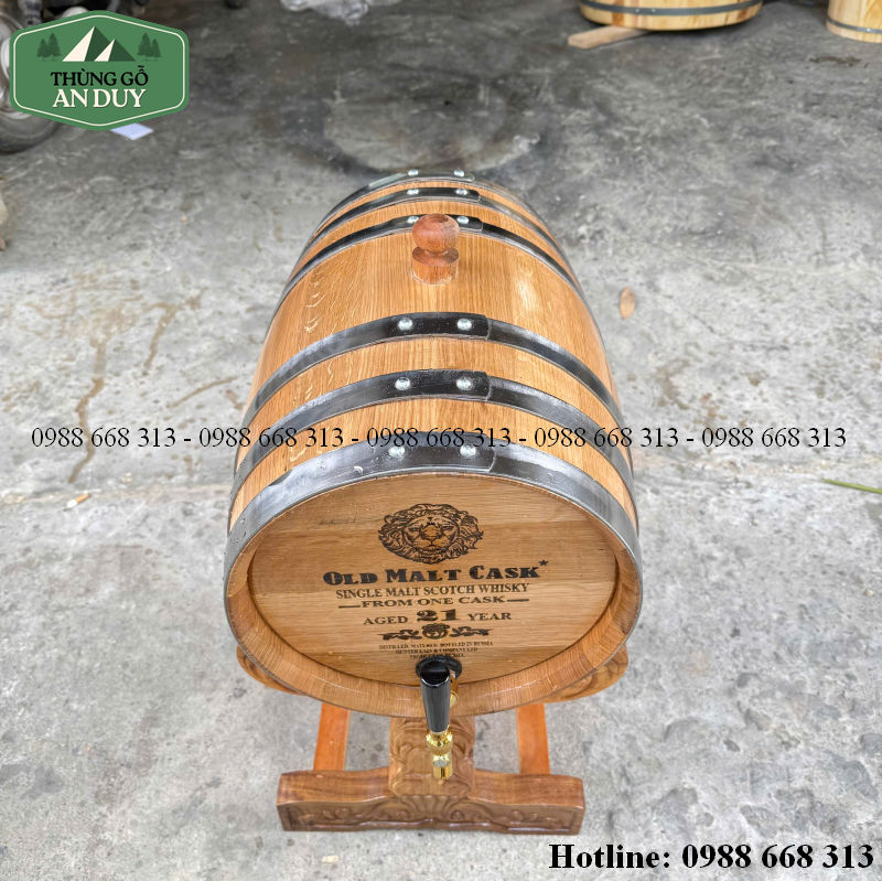 Thùng gỗ sồi 100L An Duy dáng nằm