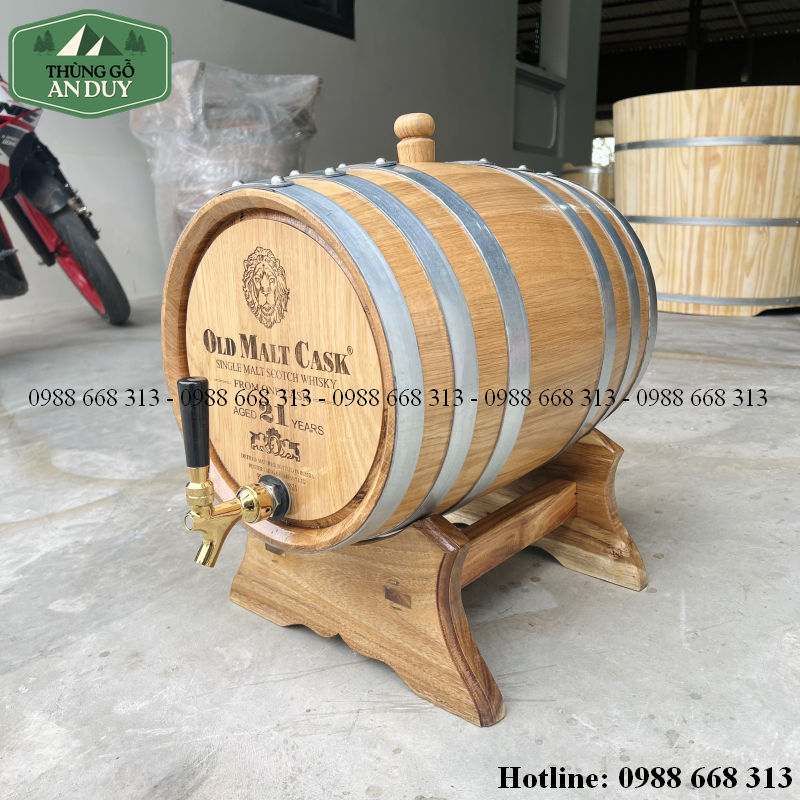 Thùng rượu gỗ sồi giá rẻ 20L dùng để ngâm rượu.
