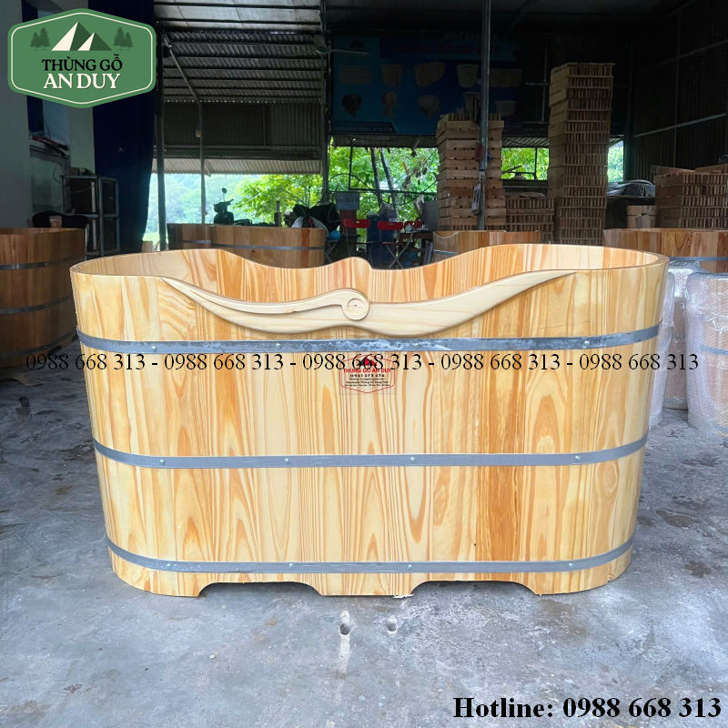 Thùng tắm gỗ bo Viền Cánh Hạc dáng dài