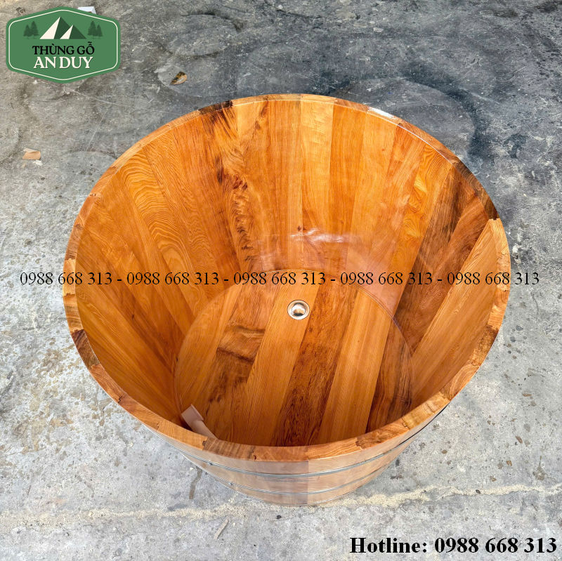 Bồn tắm gỗ Pơmu ngâm nước ấm và thảo dược tại nhà