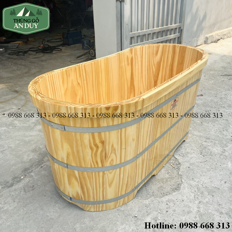 Cấu tạo bồn tắm gỗ Thông 2 người ghép đai.