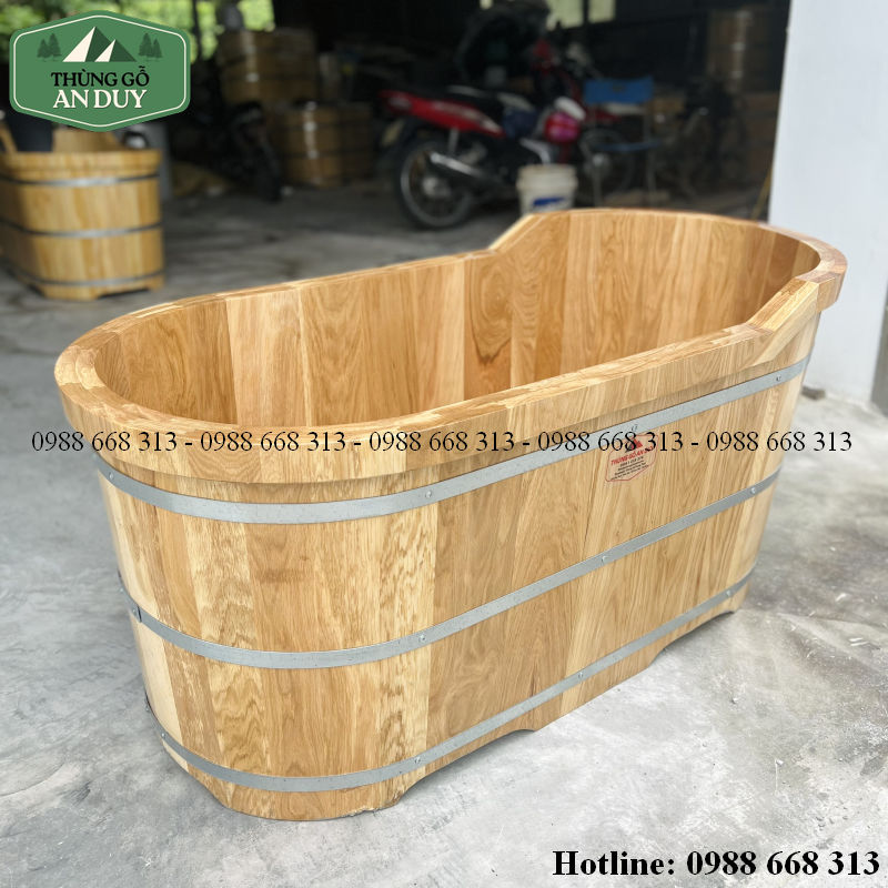 Cấu tạo bồn tắm gỗ Pơ Mu cao cấp có tay nắm và gối đầu bọc da