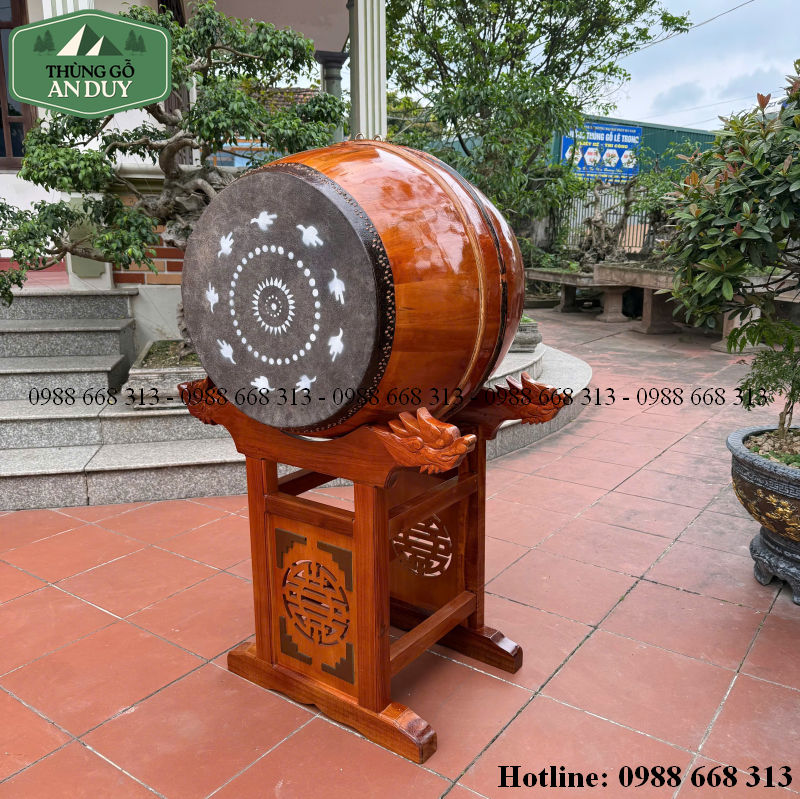 Trống chùa gỗ mít da trâu