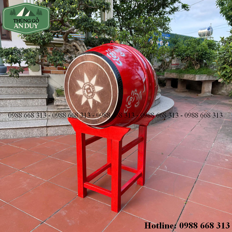 Trống trường học 44x55cm gỗ mít, da trâu tại An Duy.