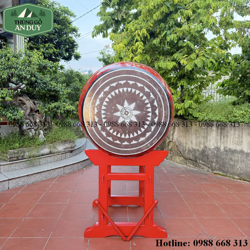 Mặt da trâu và tang gỗ mít của trống trường học 80x100cm.