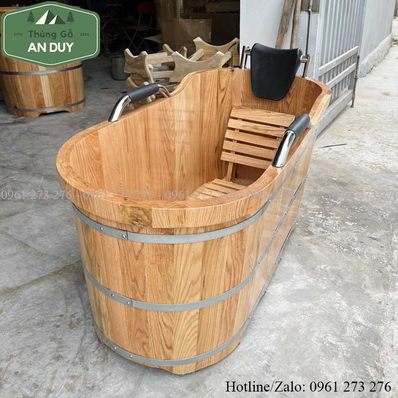 Thùng tắm gỗ bọc da cao cấp