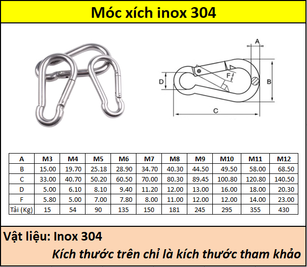 Móc xích inox 304 Siêu thị ốc vít
