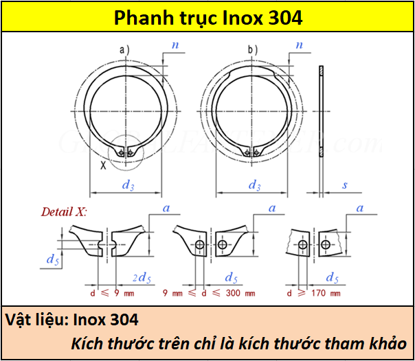 Phanh trục inox 304 D2-D115 Siêu thị ốc vít