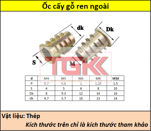 Ốc cấy gỗ ren ngoài M5 Siêu thị ốc vít